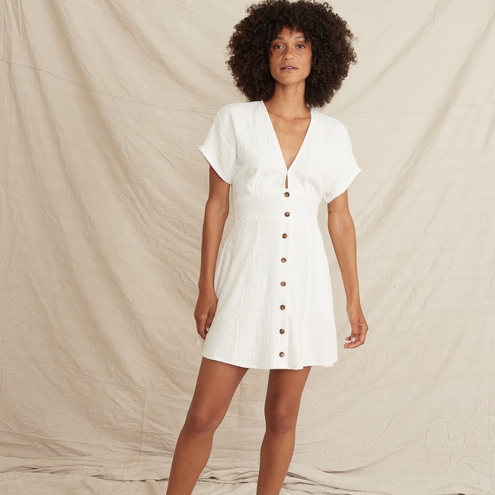 Marine Layer Camila Casual White Linen Dress